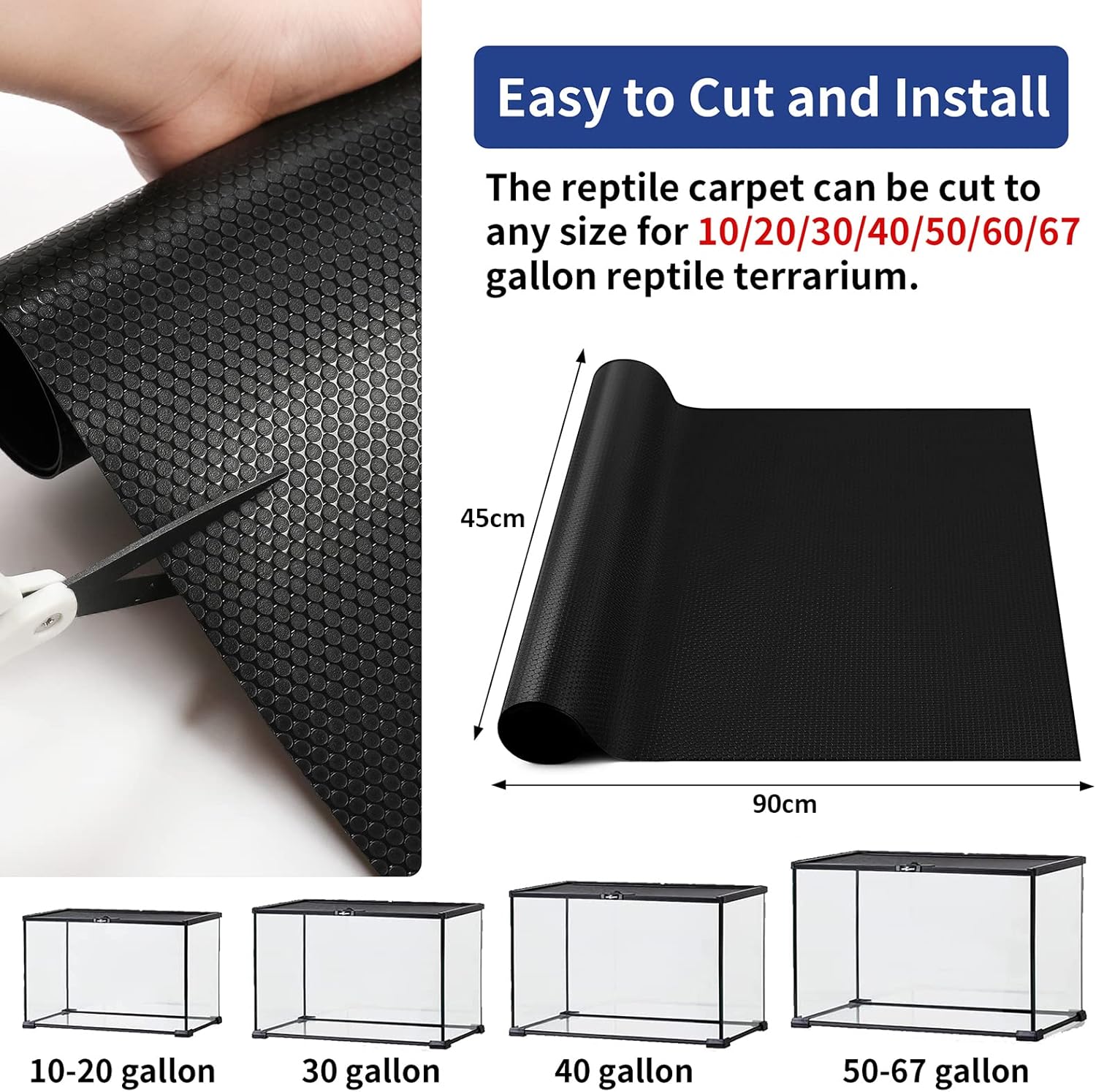 Detalle de SISIPAI LIFE Reptile Carpet substrate liner (45 x 90cm) for terrariums – non-adhesive mat for bearded dragons, leopard geckos, turtles, snakes