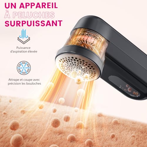 Detalle de Ziitty Rasoir anti-bouloches électrique, écran LCD, 3 vitesses, 6 lames, noir
