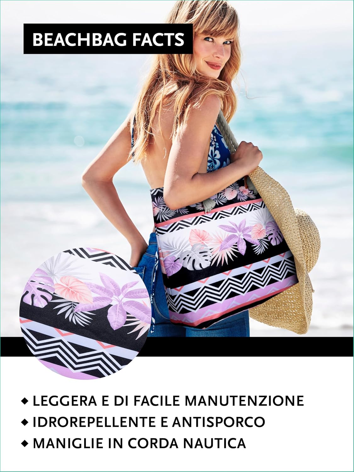 Detalle 2 de DonDon Grande shopper da spiaggia idrorepellente