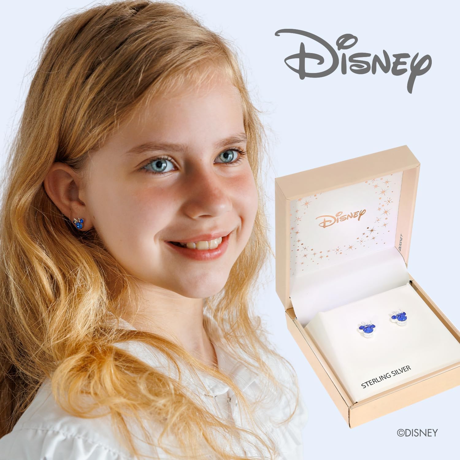 Detalle de Boucles d'oreilles Minnie pour filles en argent sterling avec zirconium cube