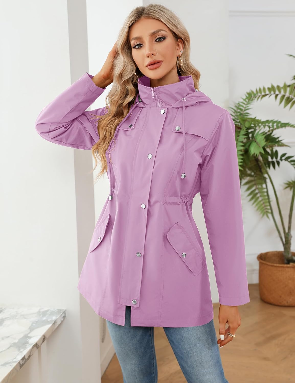 Detalle 2 de LOMON Women Waterproof Outdoor Hiking Raincoat: Lightweight, Hooded Rain Jacket for Active Women