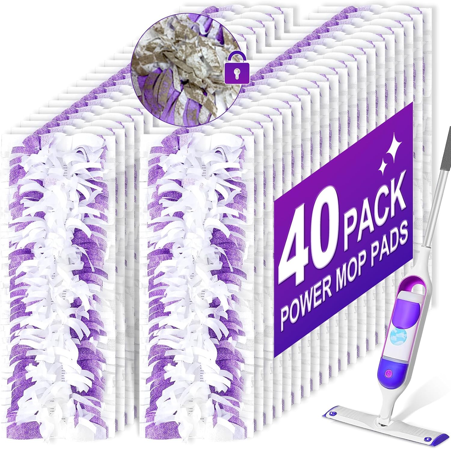 Detalle de Cafonil 40-Pack Disposable Power Mop Pads for Swiffer Power Mop