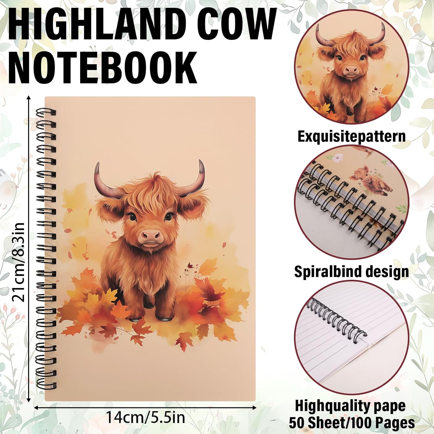 Thumbnail 1 de QBEJIME Highland Cow Gifts 4‑pc set