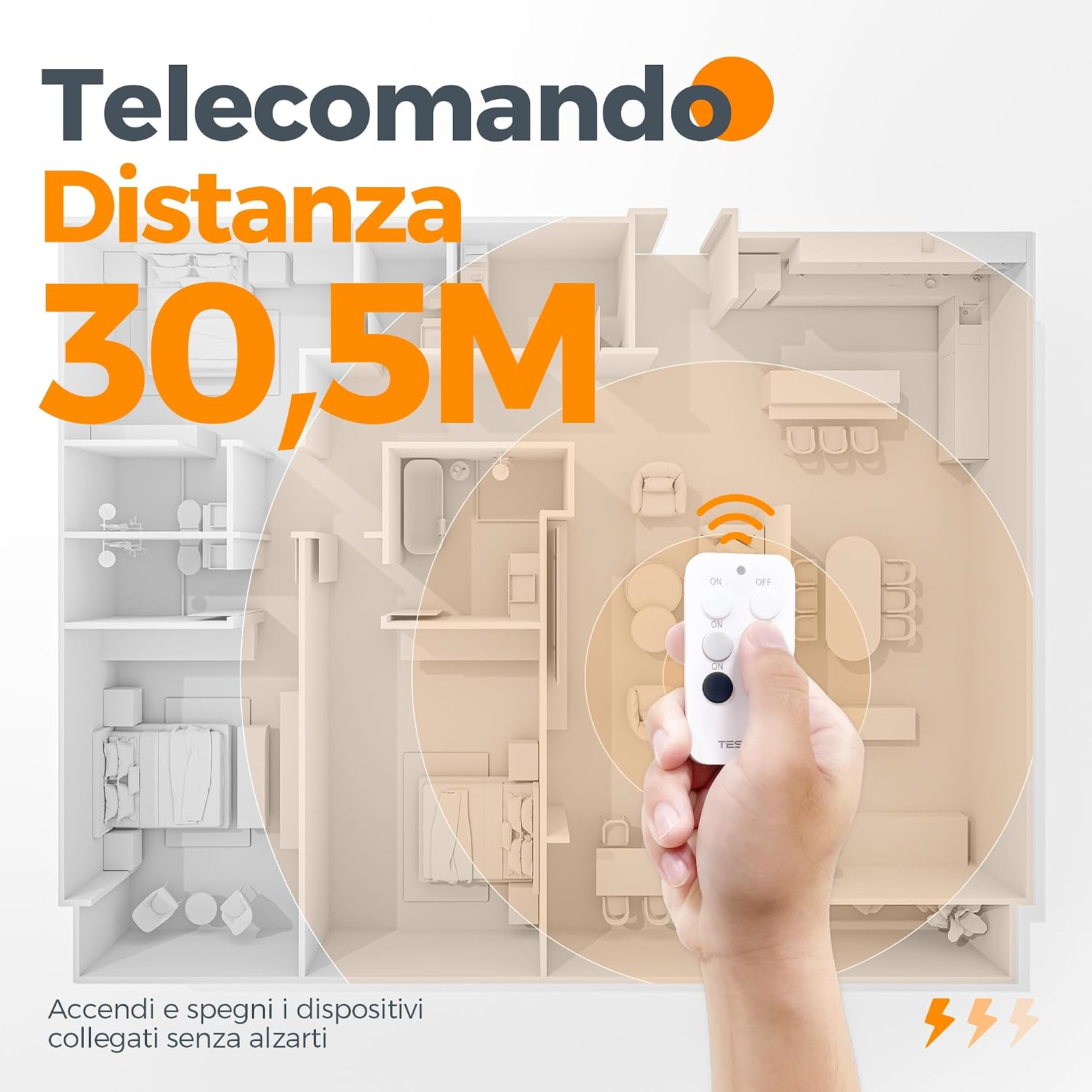 Detalle 2 de TESSAN Prise Télécommande Sans Fil 3+1