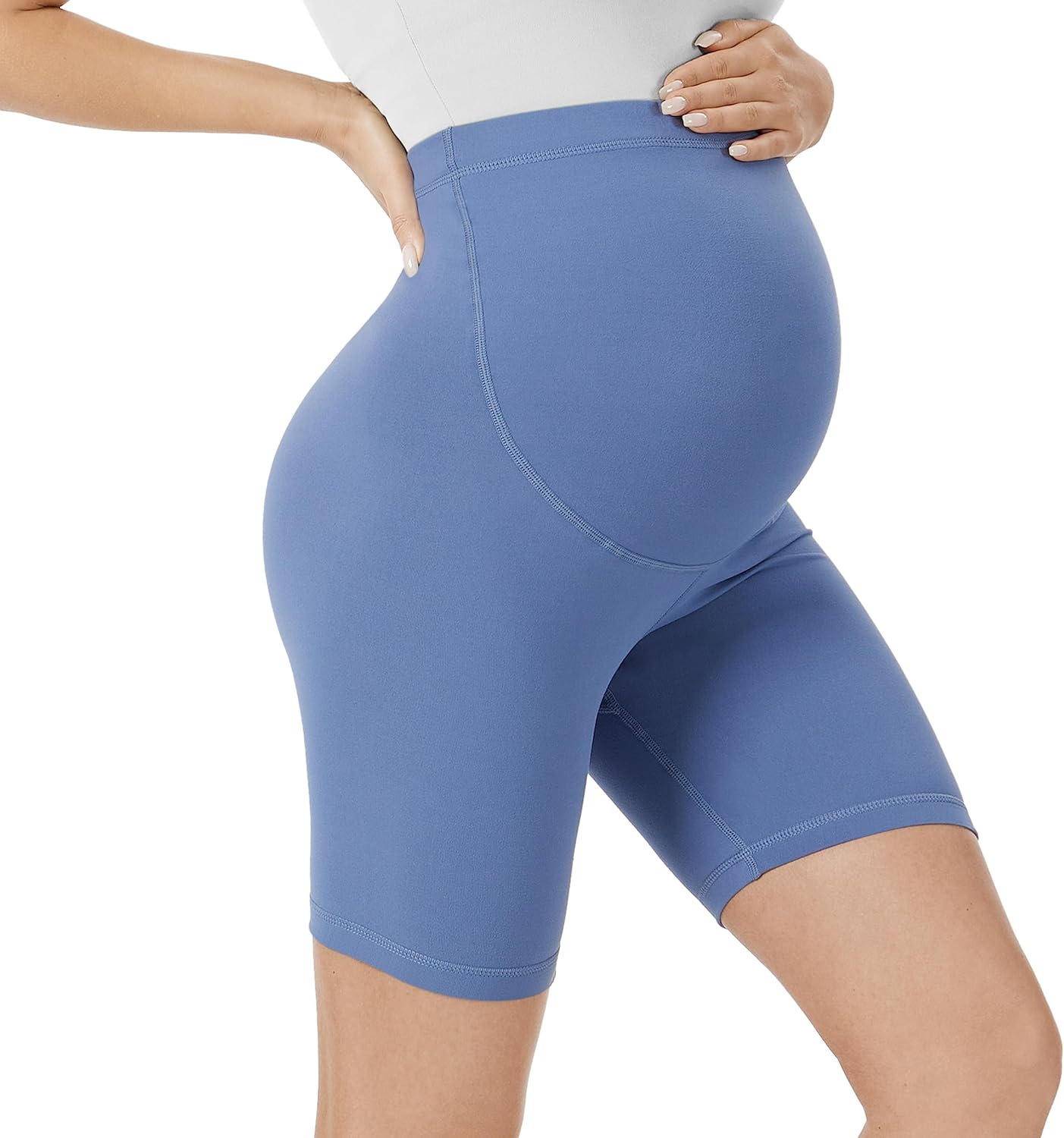 Thumbnail 6 de VALANDY Creamlush Maternity Shorts Over The Belly – comfy, supportive biker shorts for pregnancy