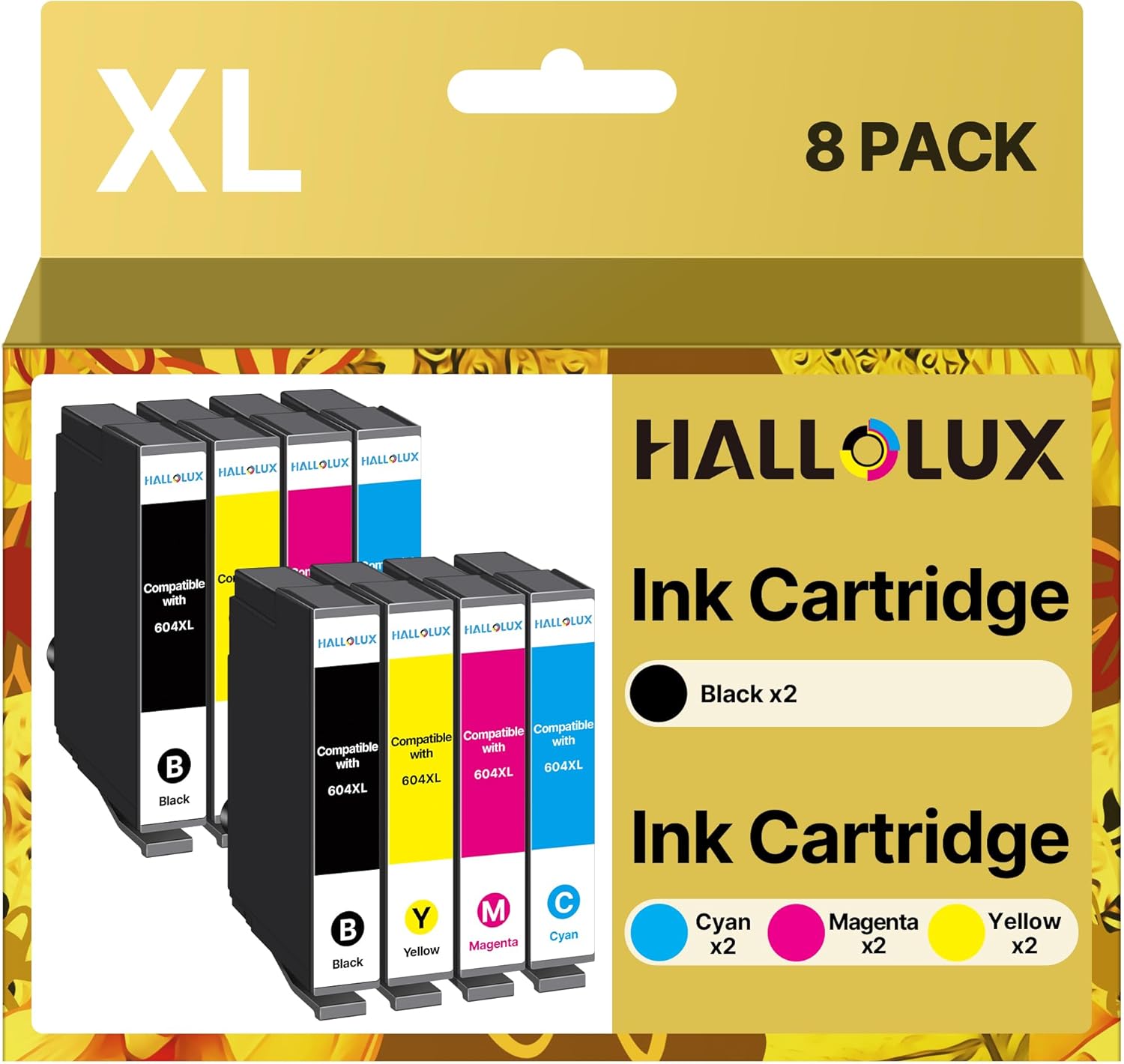 Detalle de HALLOLUX 604 XL Patronen Multipack (8er-Pack) f�r Epson XP-3200/XP-2205/XP-3205/WF 2930DWF – kompatibel, nicht Original