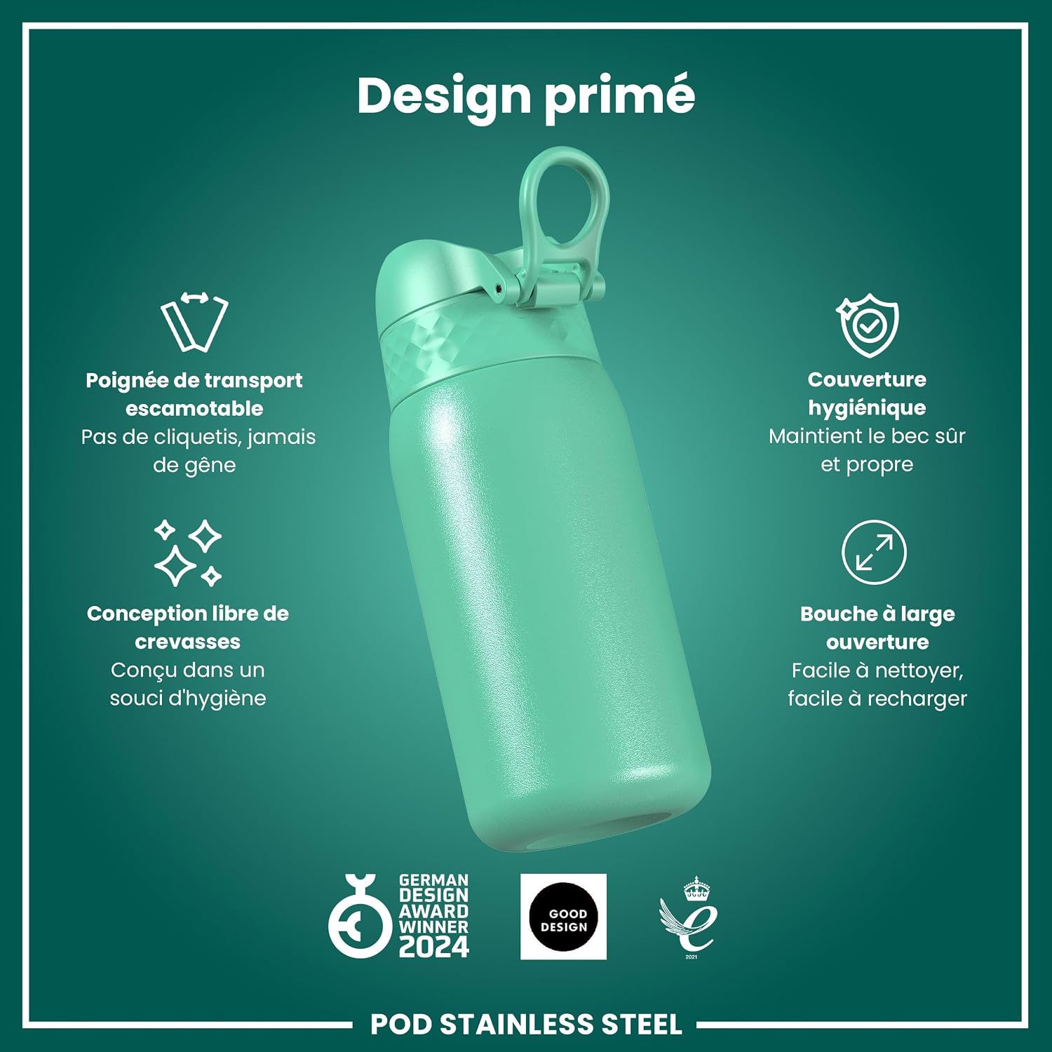 Thumbnail 5 de Ion8 Gourde Enfant, Inox Léger 400 ml — Non isolée, anti-fuite et facile à ouvrir