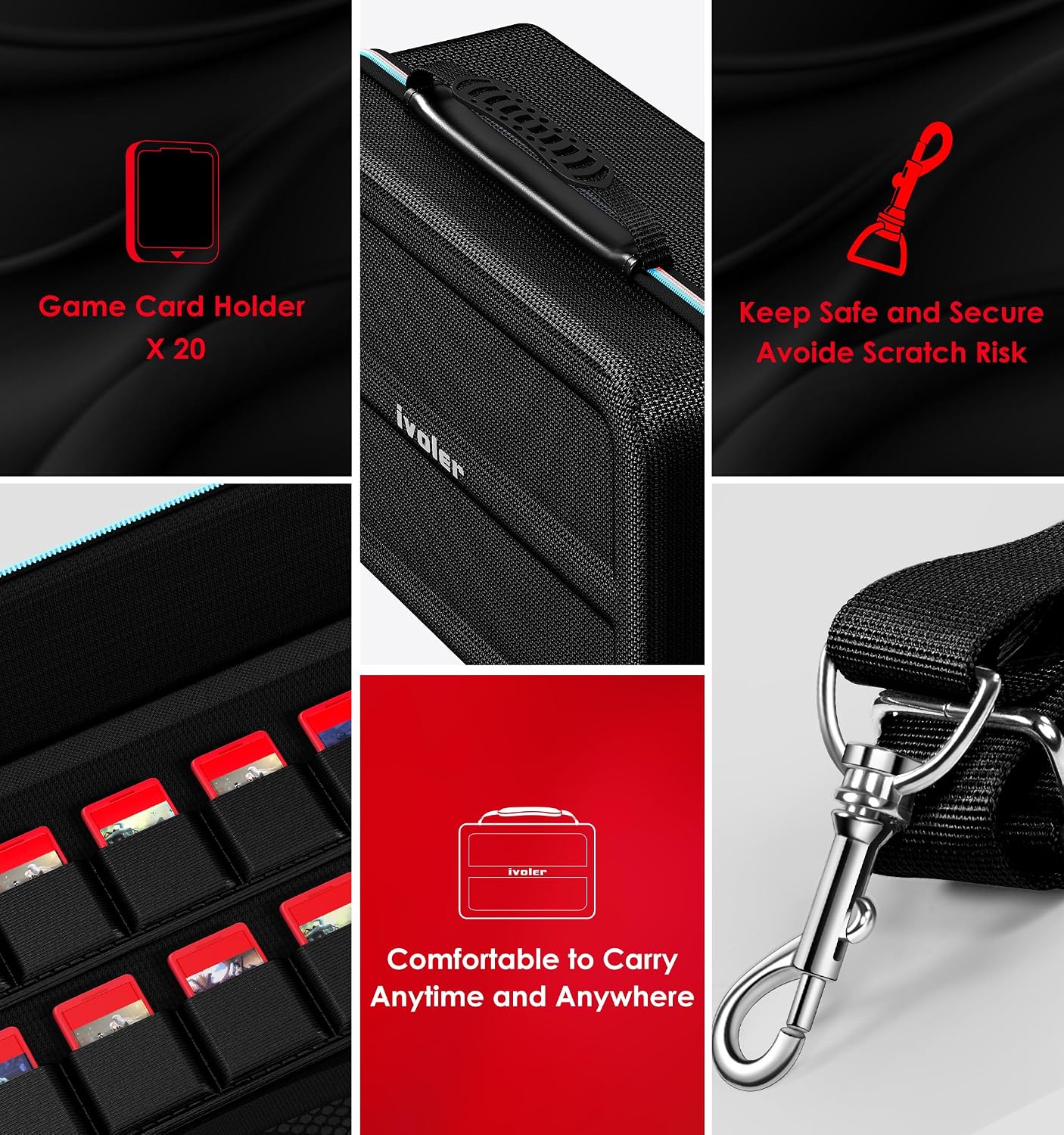 Thumbnail 4 de ivoler Carrying All-in-One Case for Nintendo Switch 2, 20-game pouch