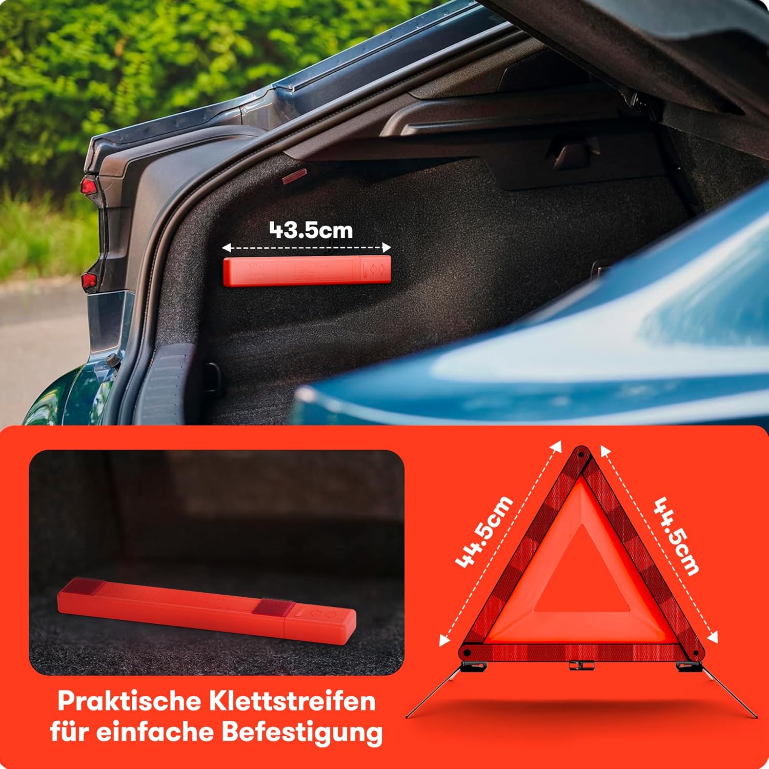Detalle 2 de PURAHELP Warndreieck KFZ Faltbar – ECE R27, bis 250 m sichtbar, kompakt & klappbar
