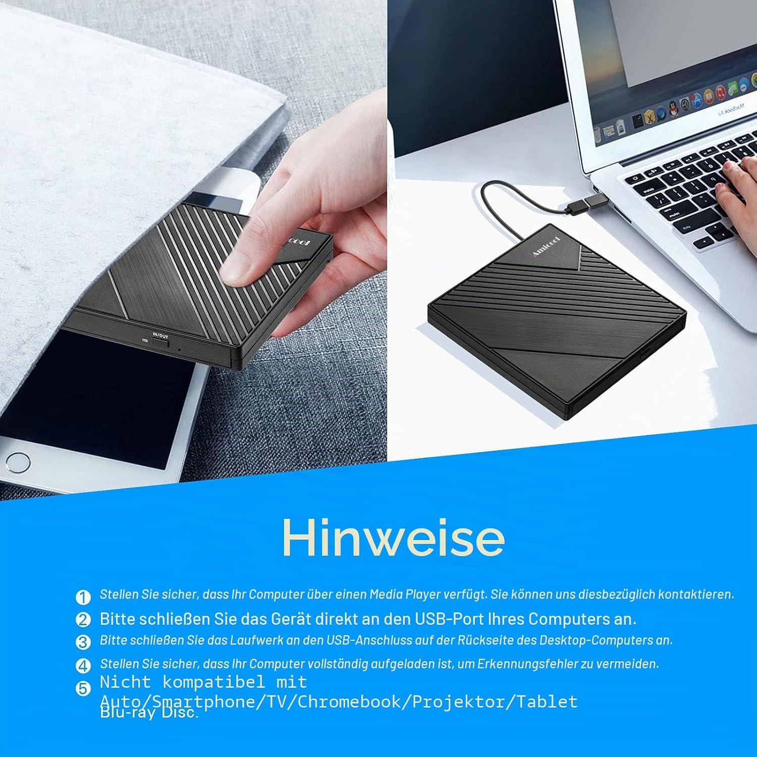Thumbnail 5 de Amicool Externes DVD Laufwerk USB 3.0