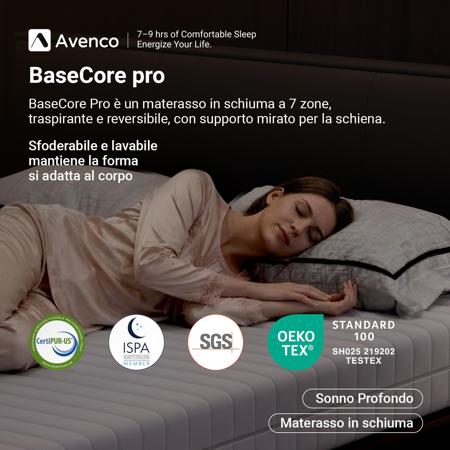 Thumbnail 1 de Avenco Materasso 160x190 — comfort personalizzato, traspirante e reversibile in schiuma di bambù