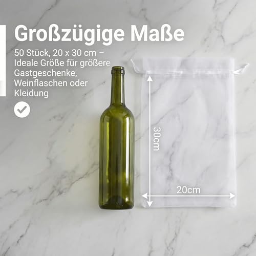 Detalle 2 de Naler Organza-Säckchen Weiß 20 x 30 cm – 50 Stück