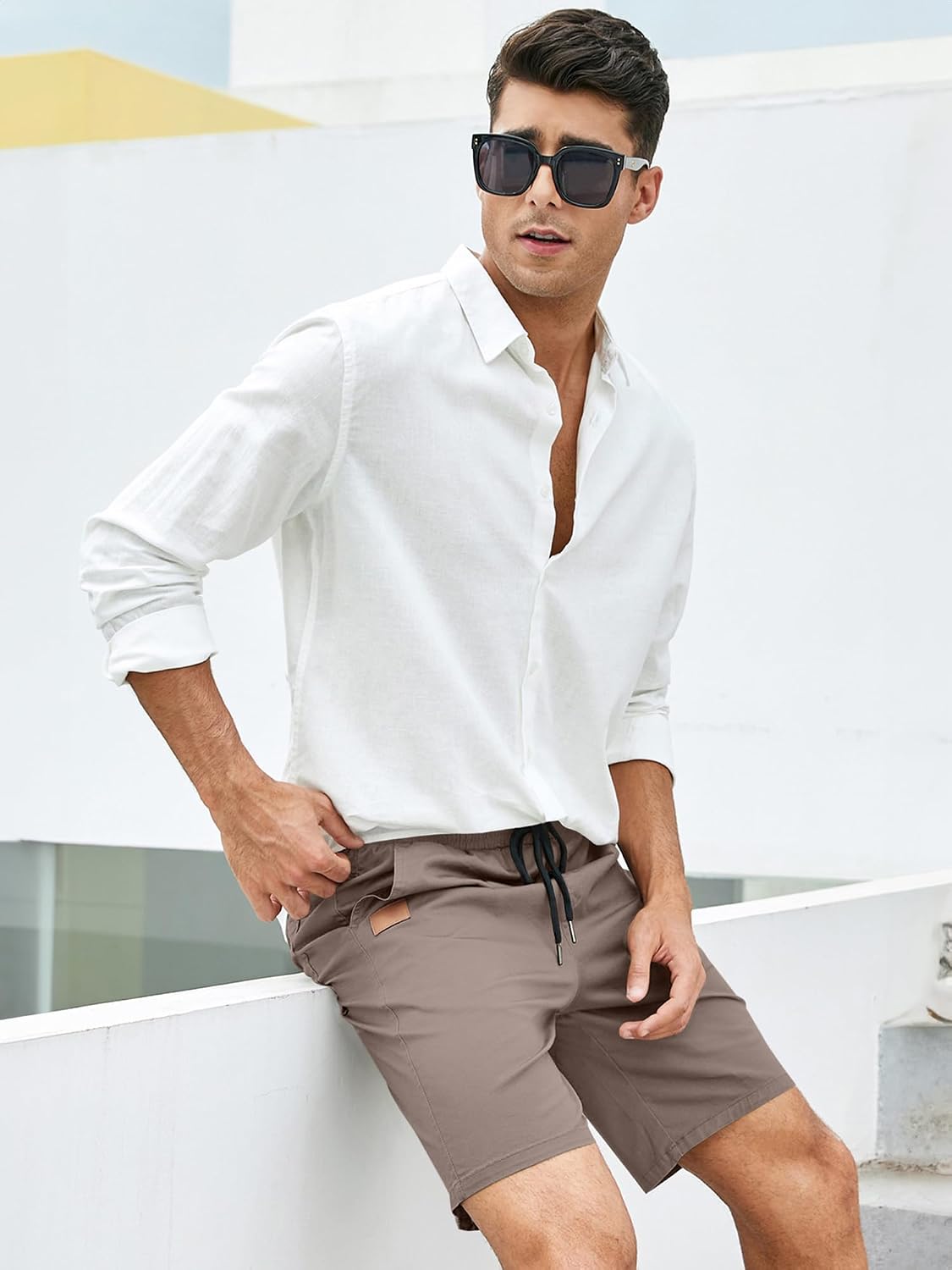 Detalle de JMIERR Men's Casual Shorts: Stretch Cotton Chino Golf Shorts for Summer