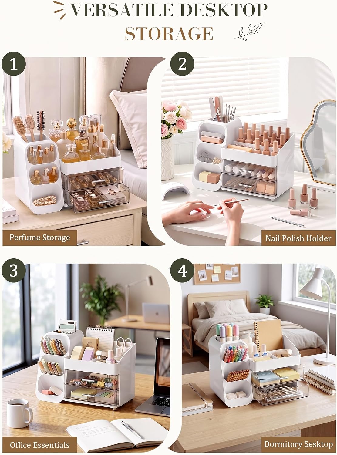 Detalle de KQJS Makeup Organizer, White