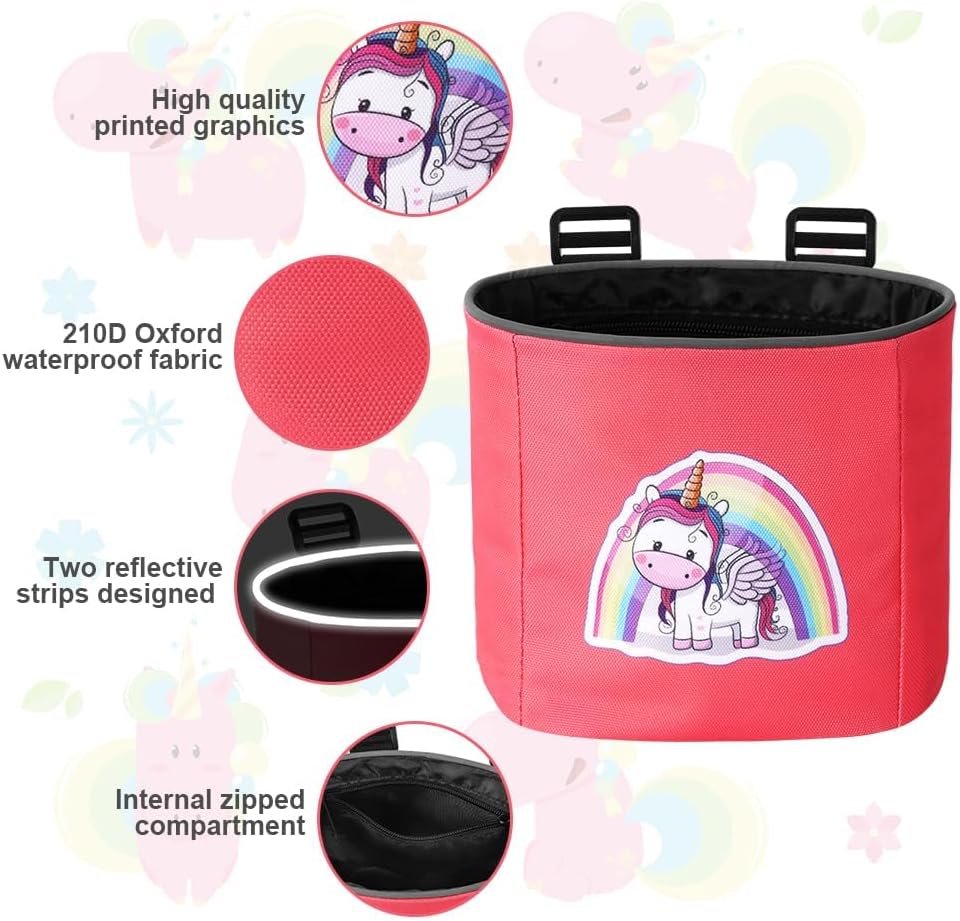 Detalle de Adiwo Borsa per manubrio bambini rosa con striscia riflettente