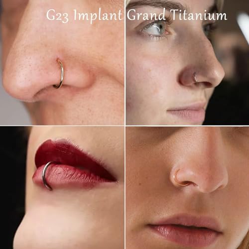 Thumbnail 7 de DAI JY Titanium Nose Ring Hoop (20G/18G/16G) with 6–10mm Inner Diameter – Gold-20g, 7mm