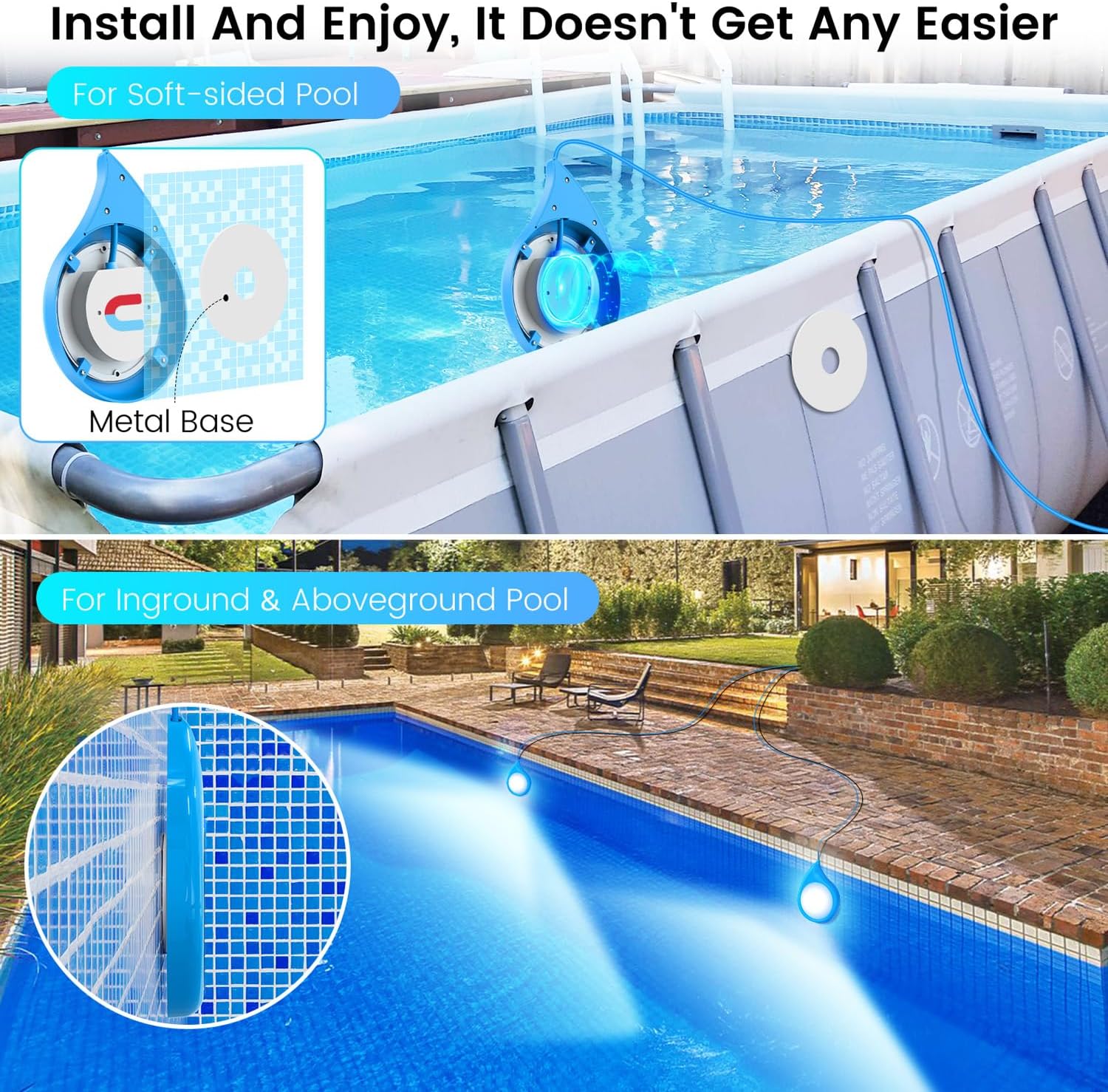 Detalle de LyLmLe Luci Piscina LED 20W sommerse RGB a 12V con controllo APP e cavo 8 m (IP68)