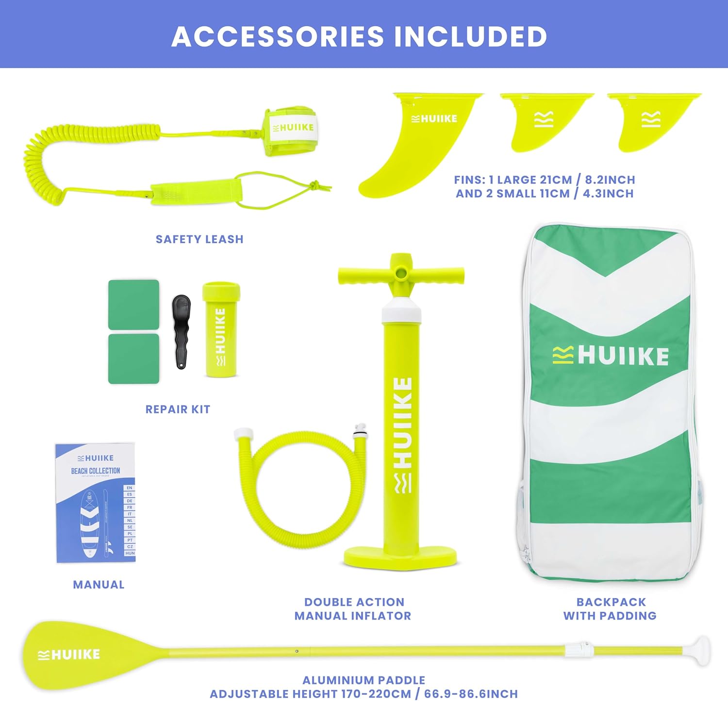 Thumbnail 2 de HUIIKE Inflatable Stand Up Paddle Board with Accessories – 10’ x 33” x 5.9”, 286 lb Capacity