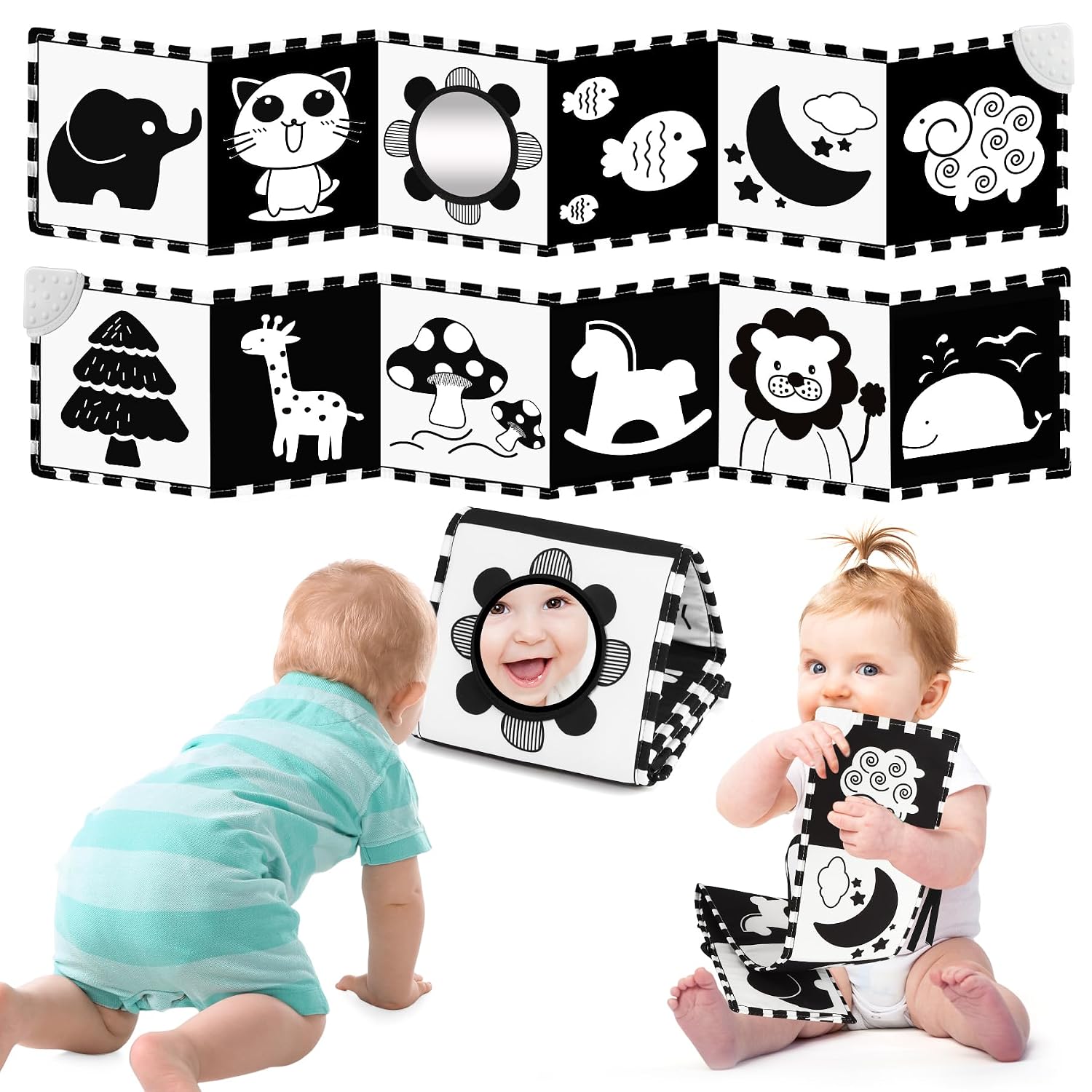 Detalle de Black & White Babybuch Kontrastbuch – Stoffbuch für die visuelle Entwicklung (0–12 Monate)