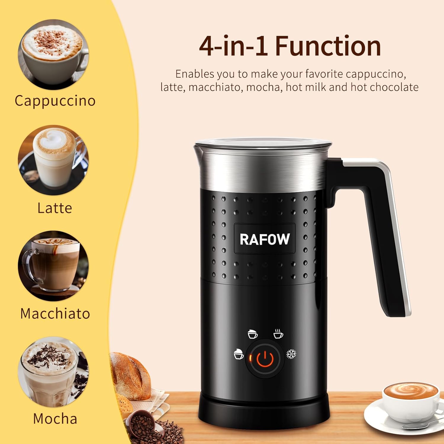 Thumbnail 1 de Milk Frother Electric 300ml - 4‑in‑1 milk foamer 🥛