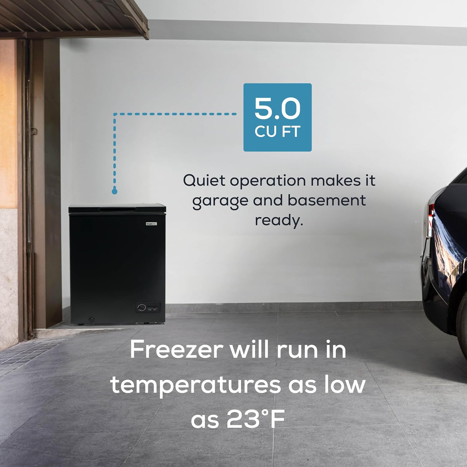Detalle 2 de Igloo 5.0 Cu. Ft. Chest Freezer with Adjustable Thermostat, Basket and LED Lights
