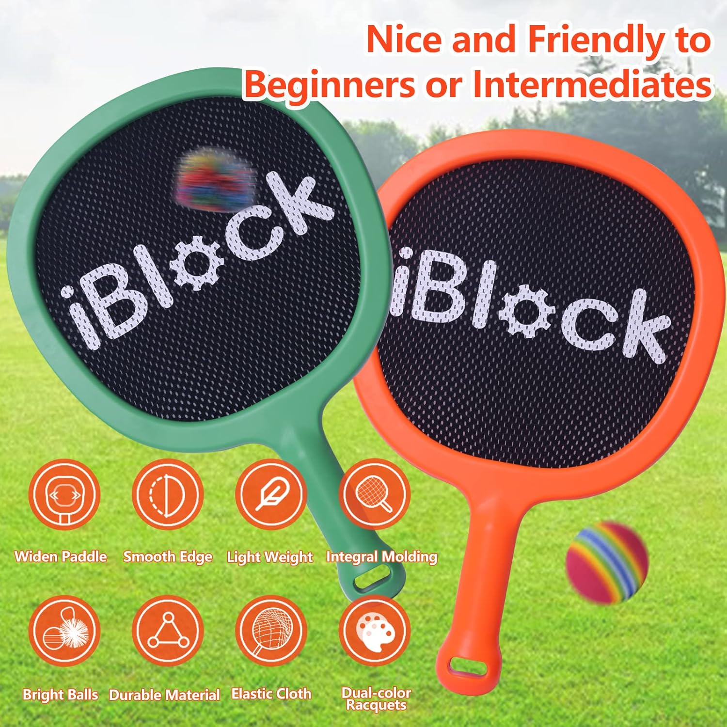 Thumbnail 1 de Smartwo Kid Racket Lightweight Set of 2 – Garden Badminton & Beach Paddle Bat and Ball for Beginner Junior
