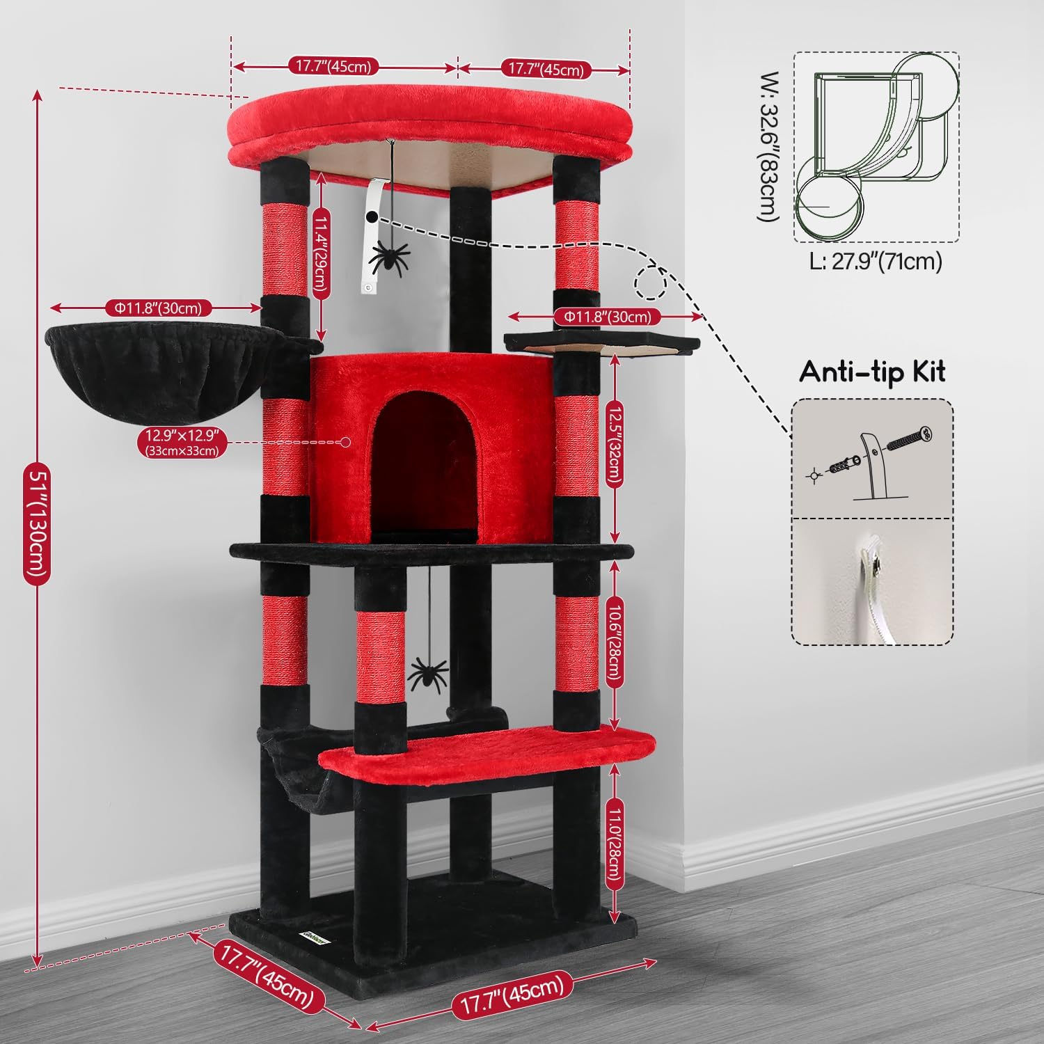 Thumbnail 2 de Globlazer Gothic Corner Cat Tower with Sisal Post and Lounger 🐱