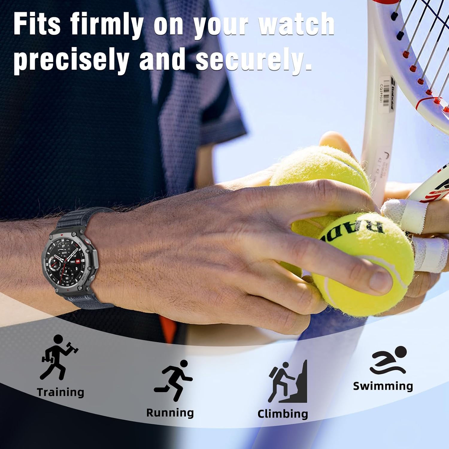 Detalle de RosMank Wavy Nylon Watch Band for Amazfit T-Rex 3