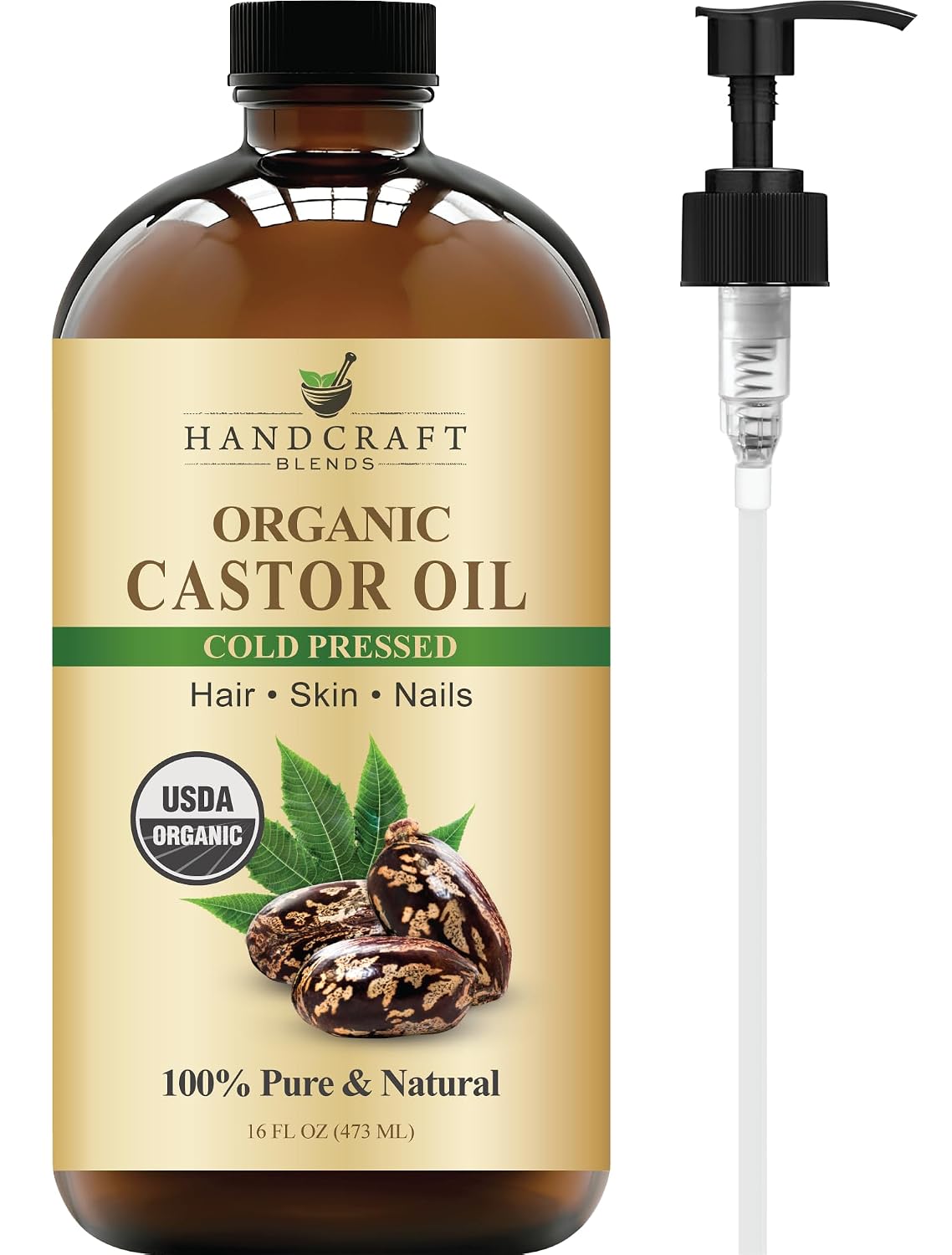Detalle de Handcraft Blends Cold-Pressed Castor Oil, 16 Fl Oz ⚙