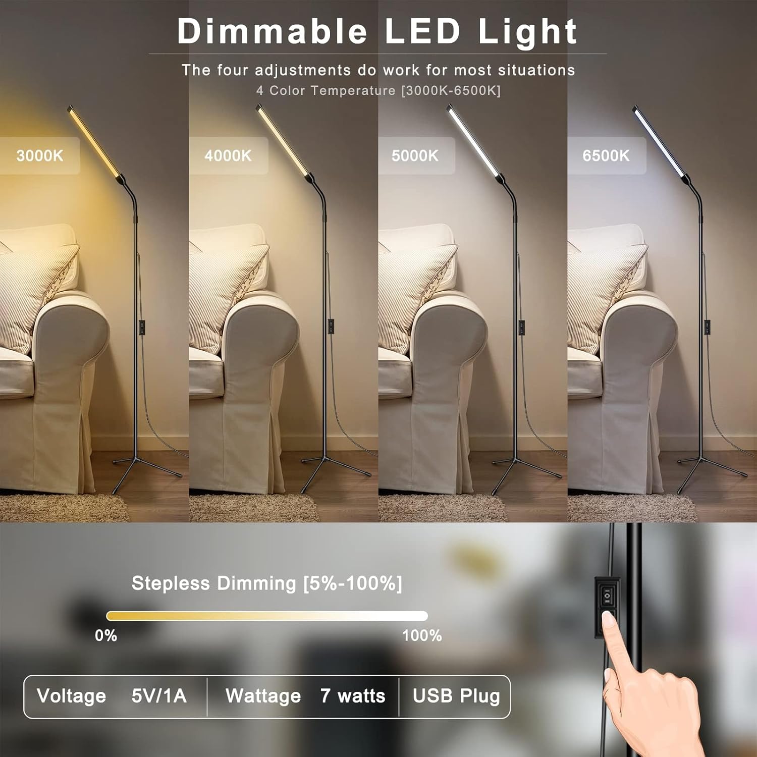 Detalle de JCOTTON Beauty Lamp for Eyelash Extensions, Makeup & Tattoo – Portable 3-in-1 LED Lamp