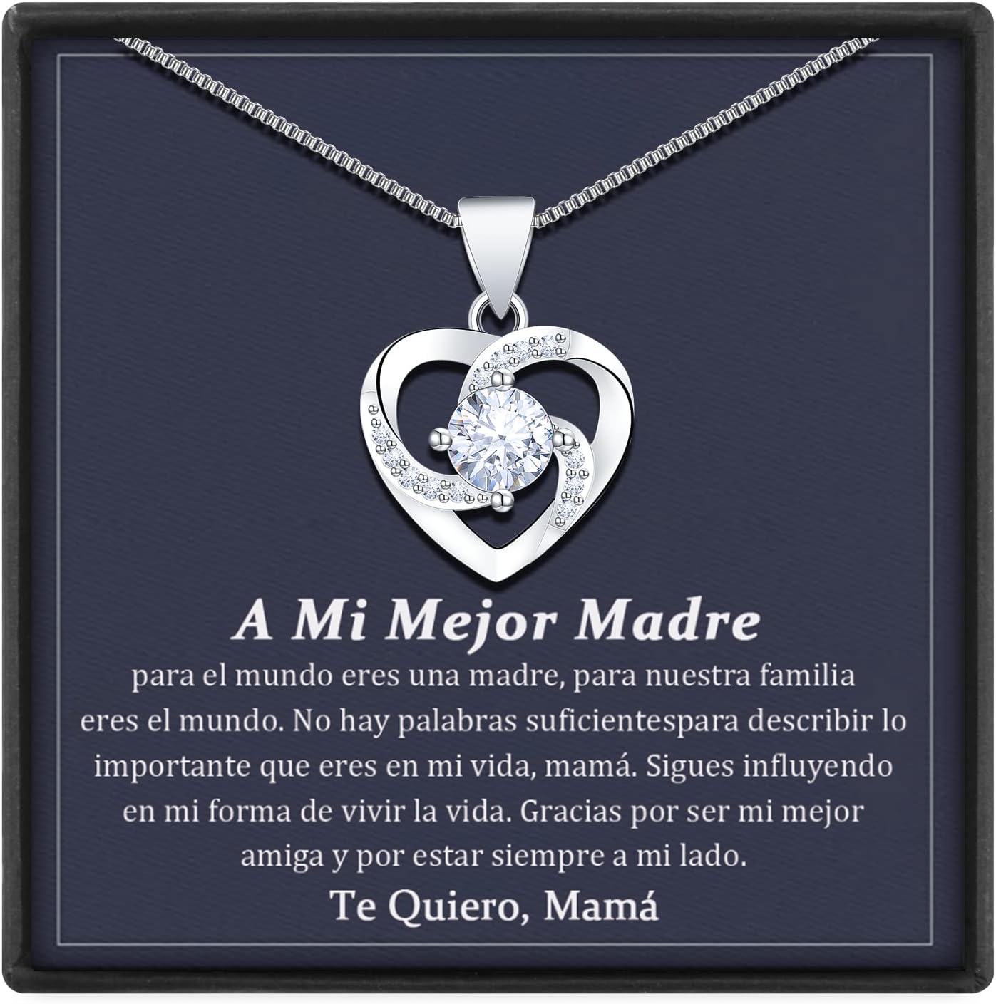 Detalle de BOCHOI collar Día de la Madre en plata de ley 925 con colgante de corazón
