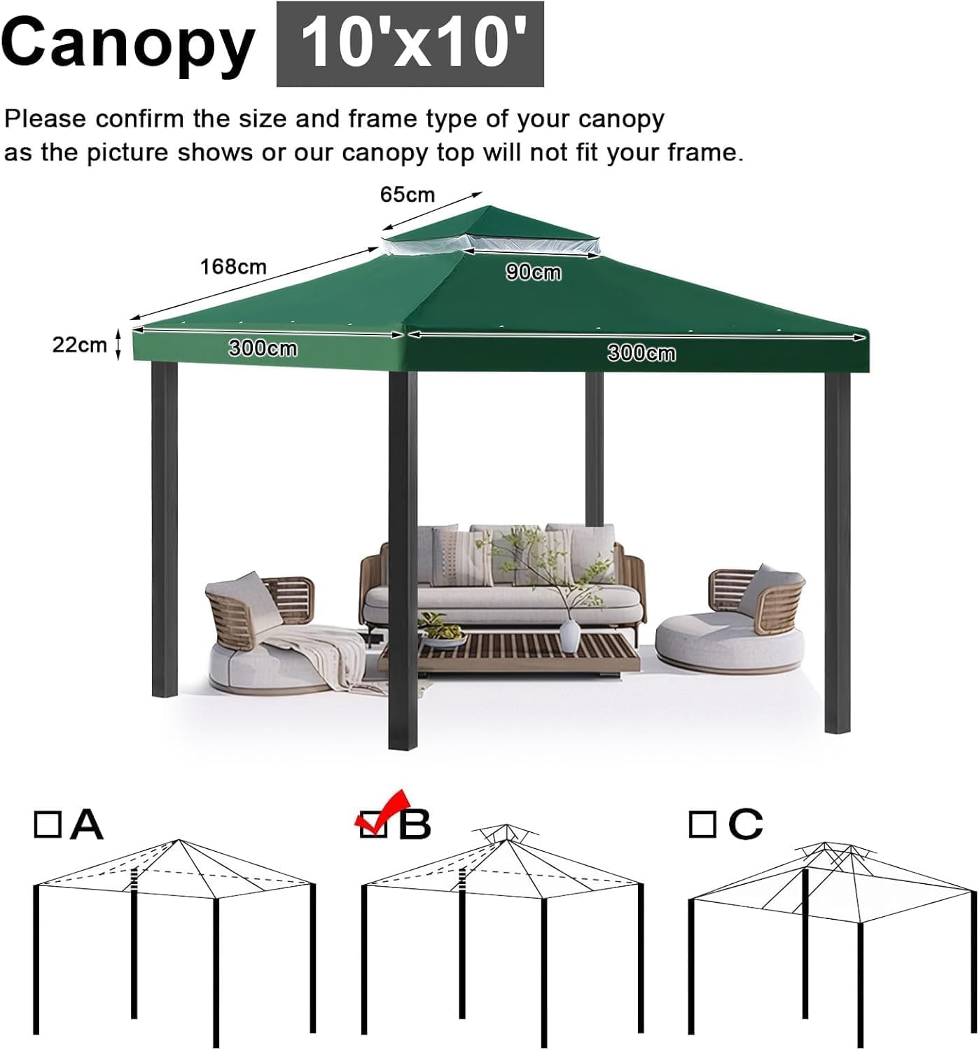 Thumbnail 2 de OKYUK Tetto di Ricambio per Gazebo 3x3 m – Impermeabile, Doppio Tetto e Protezione UV, Verde