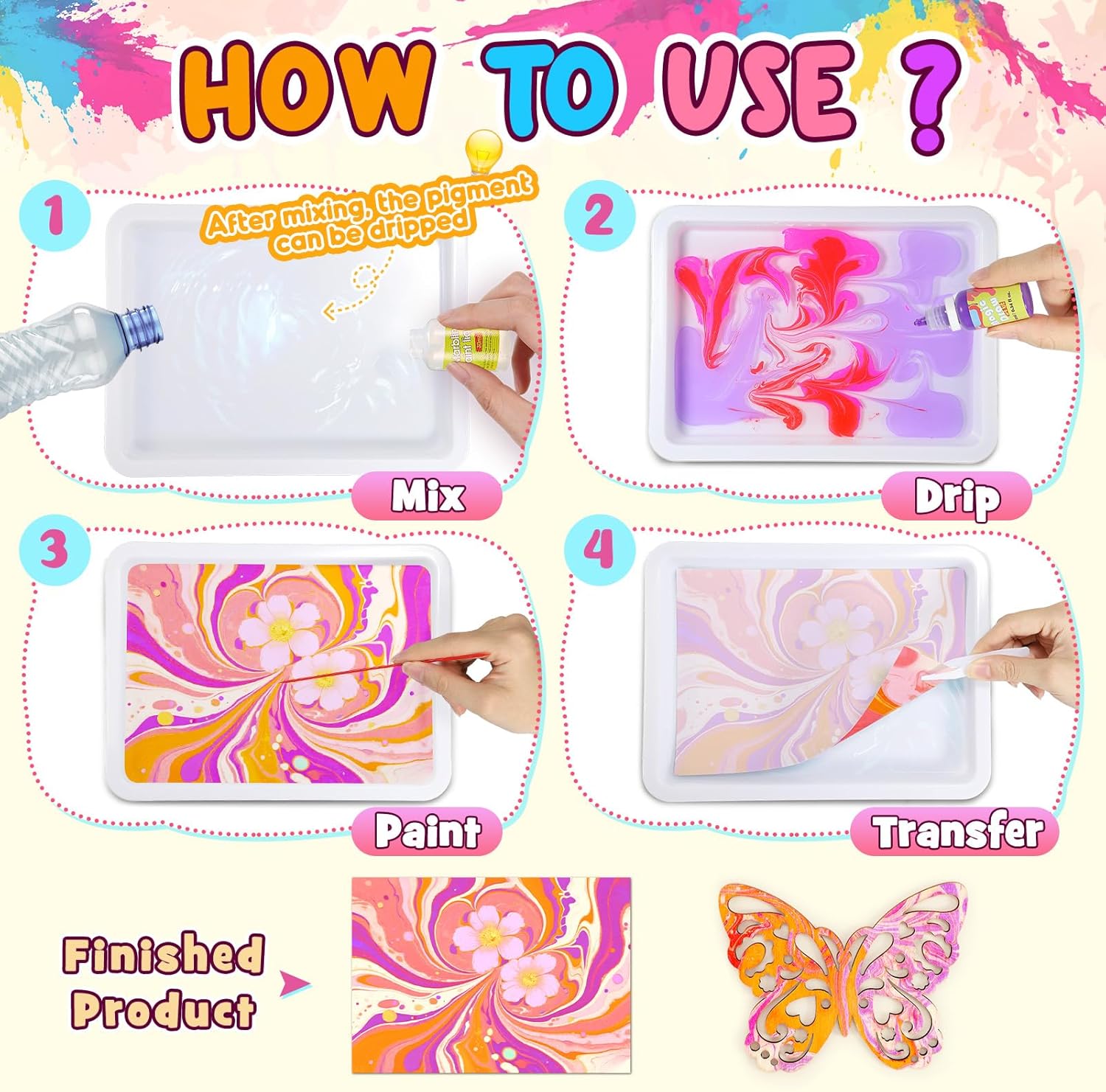 Detalle de Hapikids Water Marbling Paint for Kids 🎨