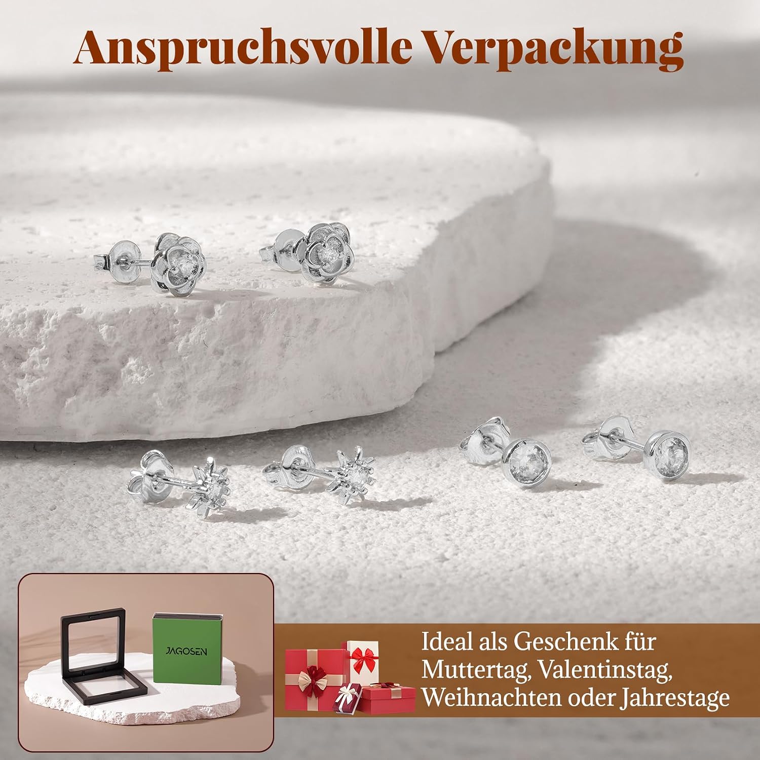 Thumbnail 6 de jagosen Ohrstecker Set 3 Paar Silber 925