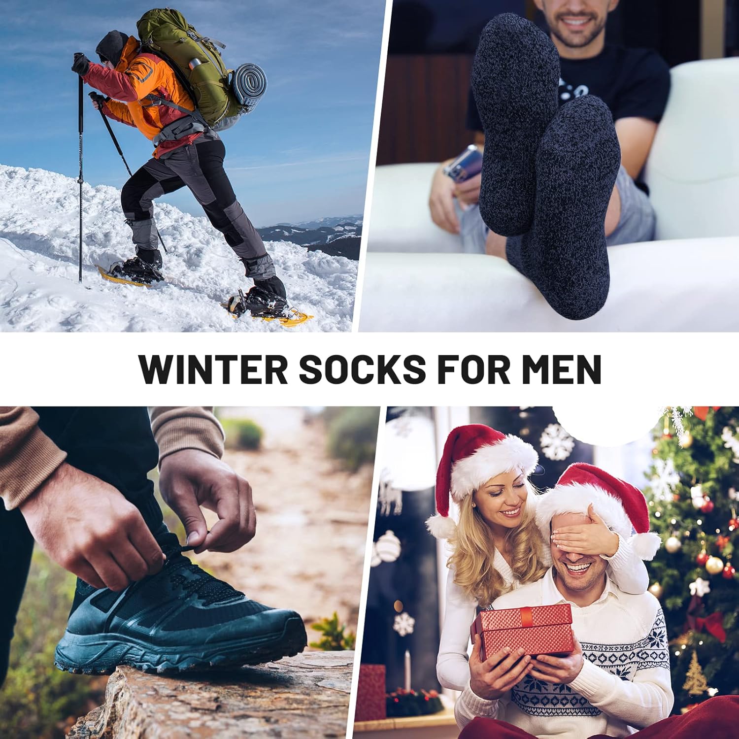 Detalle de SIMIYA Merino Wool Socks for Men (5 Pairs) – Thick Thermal Hiking Crew Socks