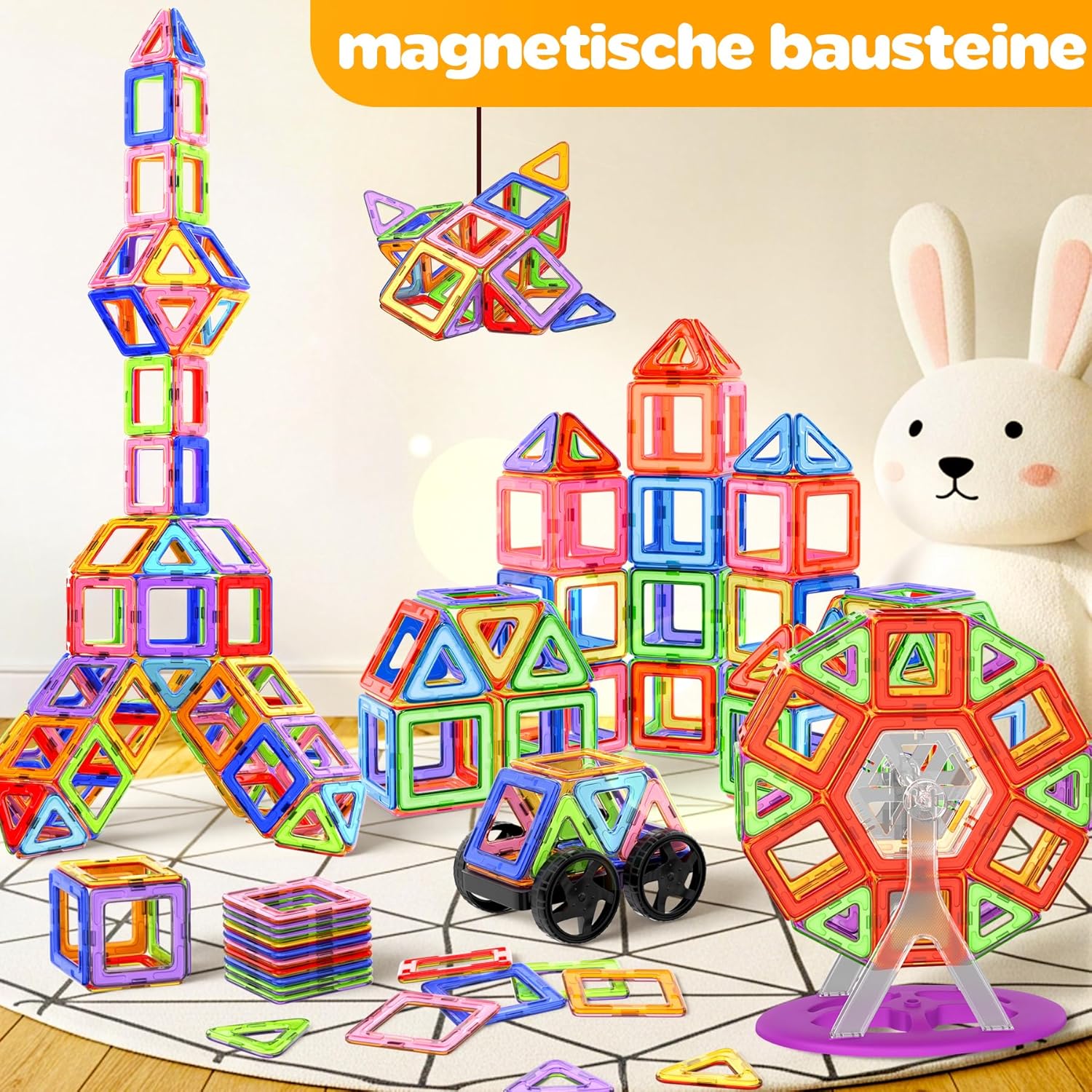 Thumbnail 6 de COOLJOYA Magnetische Bausteine mit 136 Teilen – magnetisches STEM-Spielzeug ab 3 Jahren