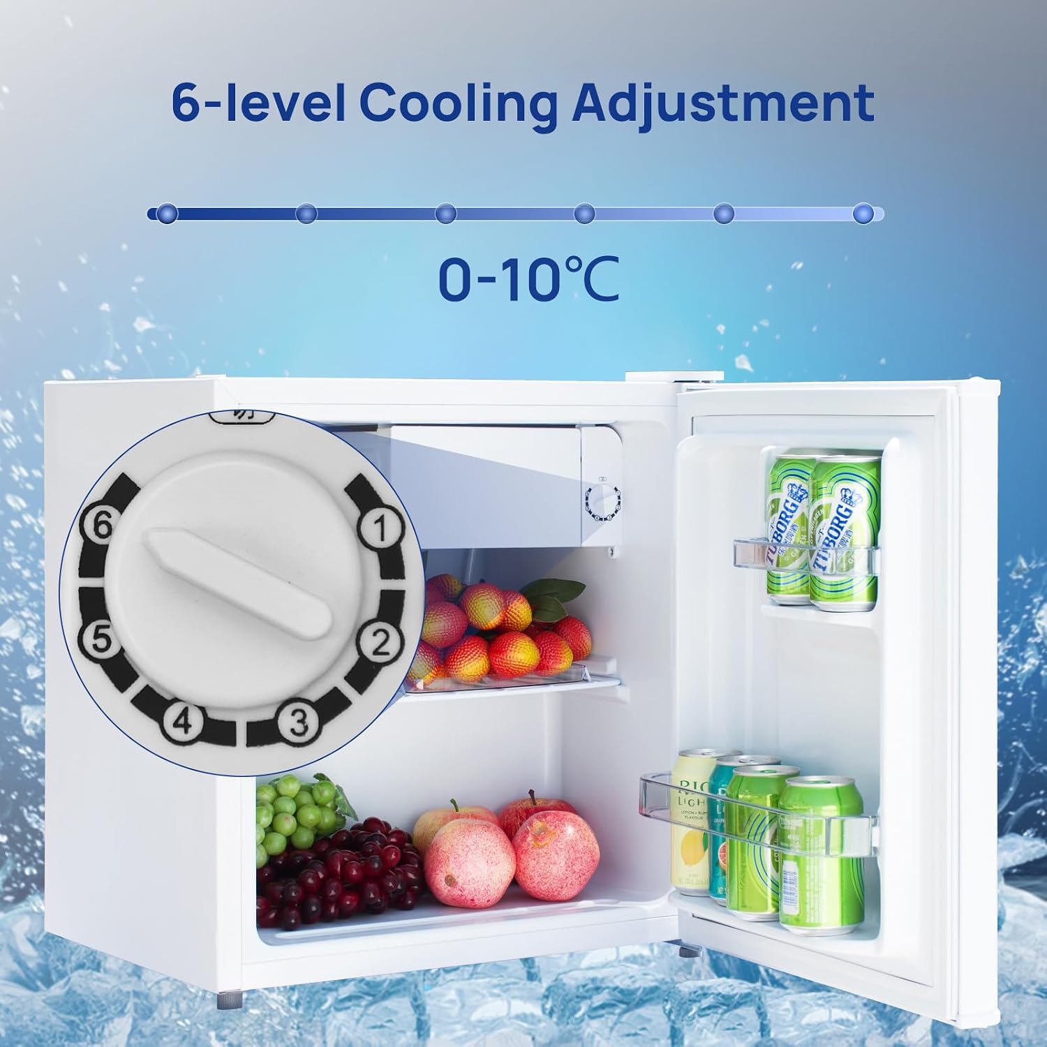 Detalle de Smad Mini Table Top 48L Fridge (0–10°C) – White, 39dB, Countertop Convenience