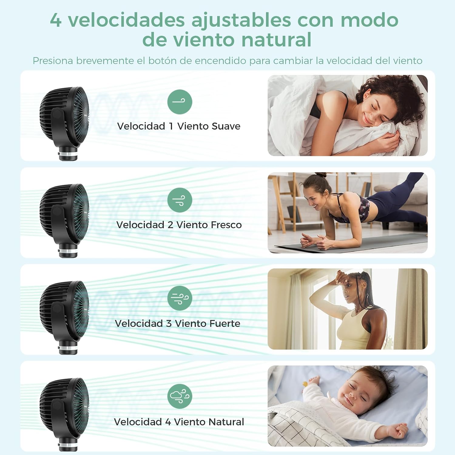 Thumbnail 2 de Momcozy 8000mAh Ventilador Portátil para Cochecito: autonomía, giro de 360° y luz nocturna