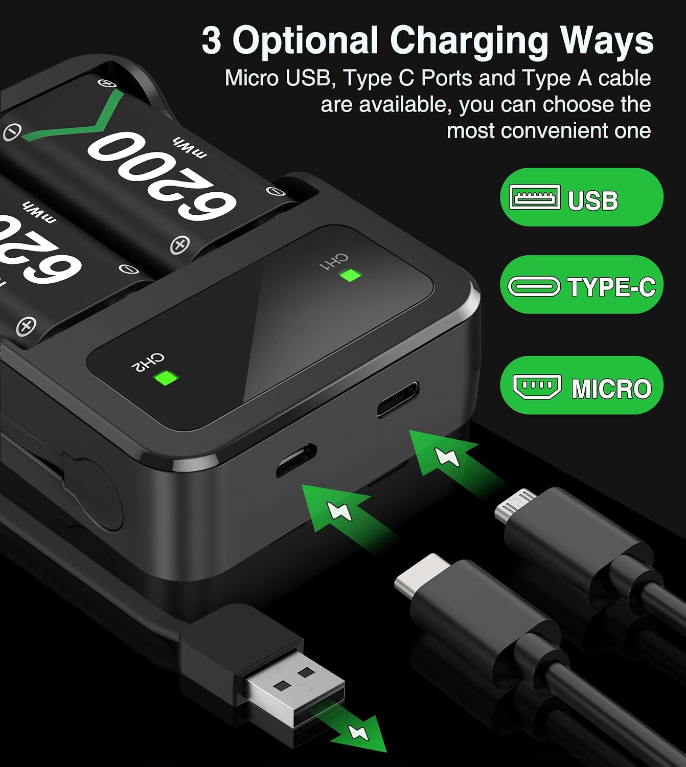 Thumbnail 4 de HEYLICOOL Q08 6200mWh rechargeable battery pack for Xbox controllers