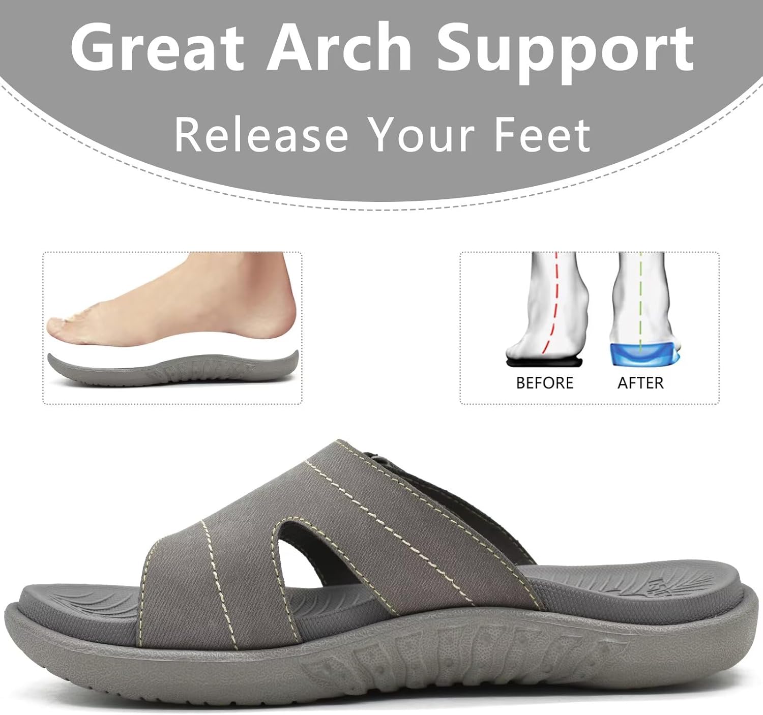 Thumbnail 5 de KuaiLu Women’s Fashion Orthotic Slides with Arch Support & Memory Foam Footbed