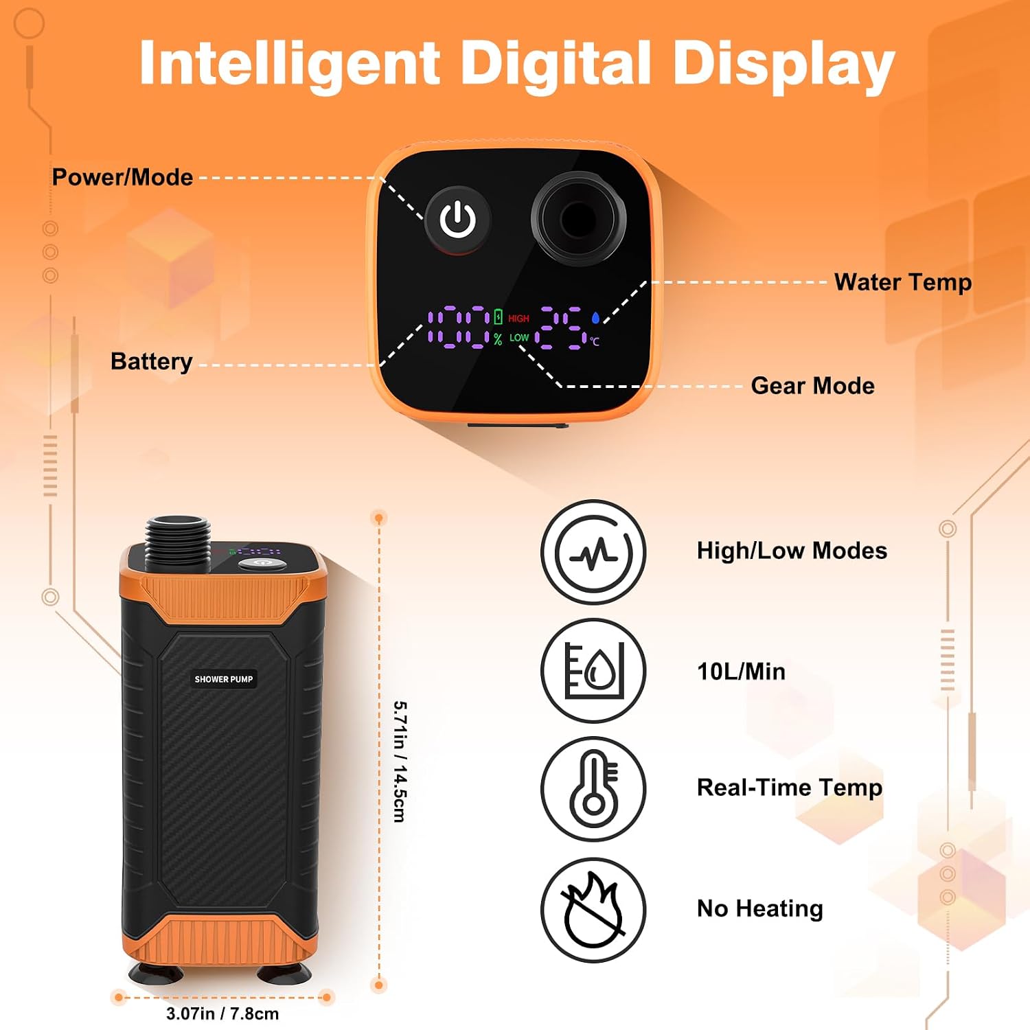 Thumbnail 1 de Heyeke Portable Camping Shower with 8000mAh Battery and LED Display