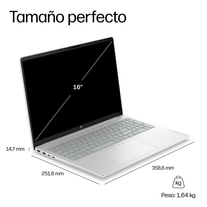Detalle 2 de HP OmniBook 3 16-by0026ns: portátil 16" 2K con Ryzen 7 160 y Radeon 680M