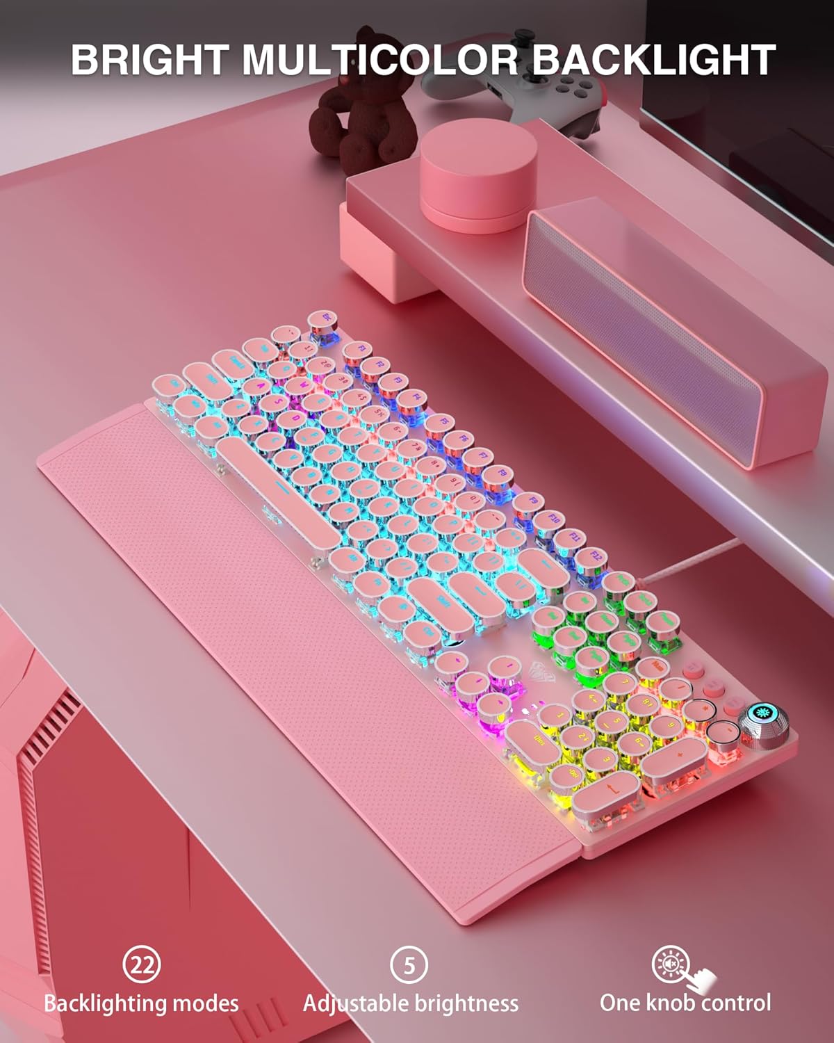 Detalle de AULA F2088 Typewriter-Style Mechanical Gaming Keyboard with Blue Switches
