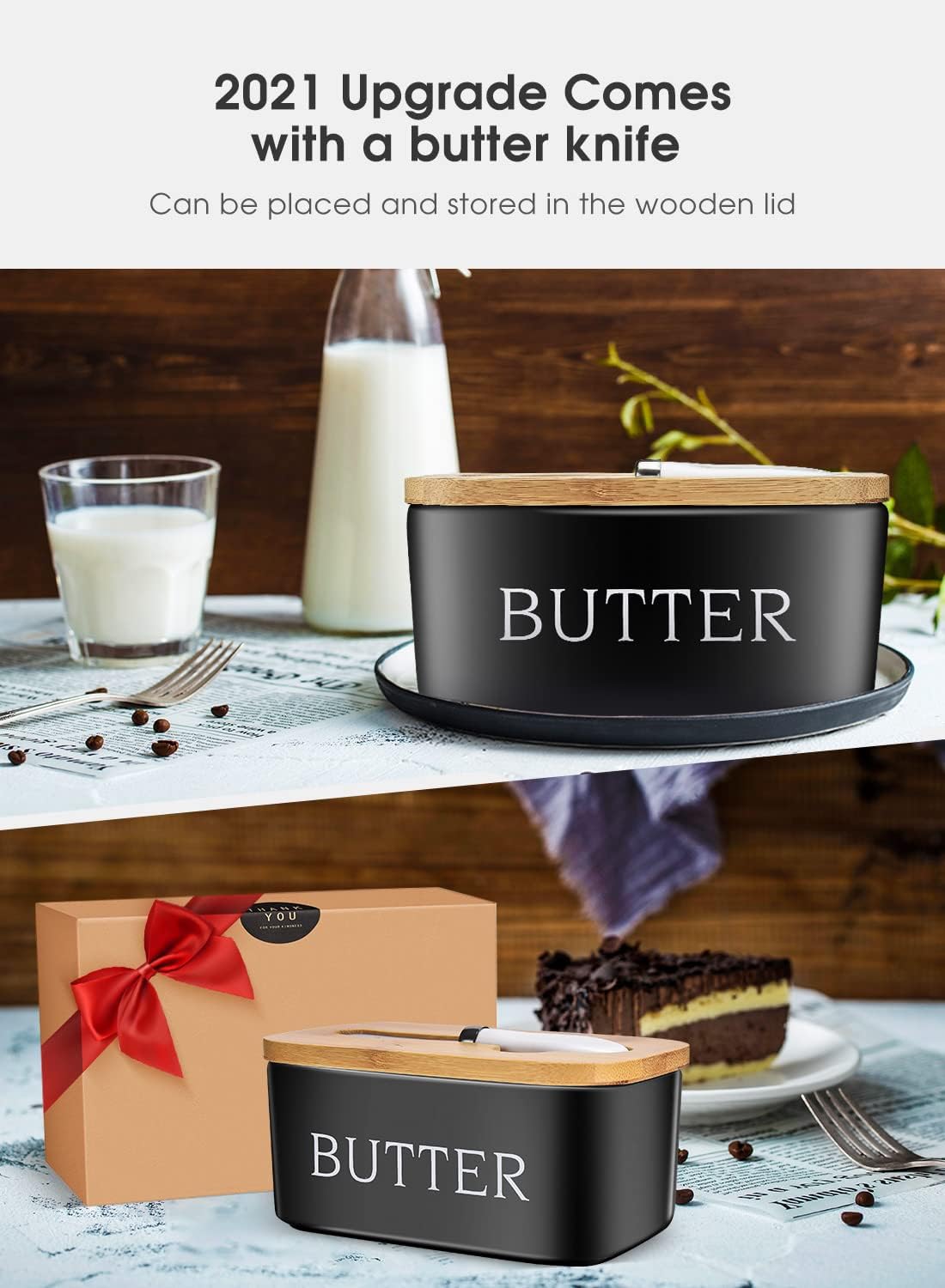 Thumbnail 2 de Large Ceramic Butter Dish with Lid