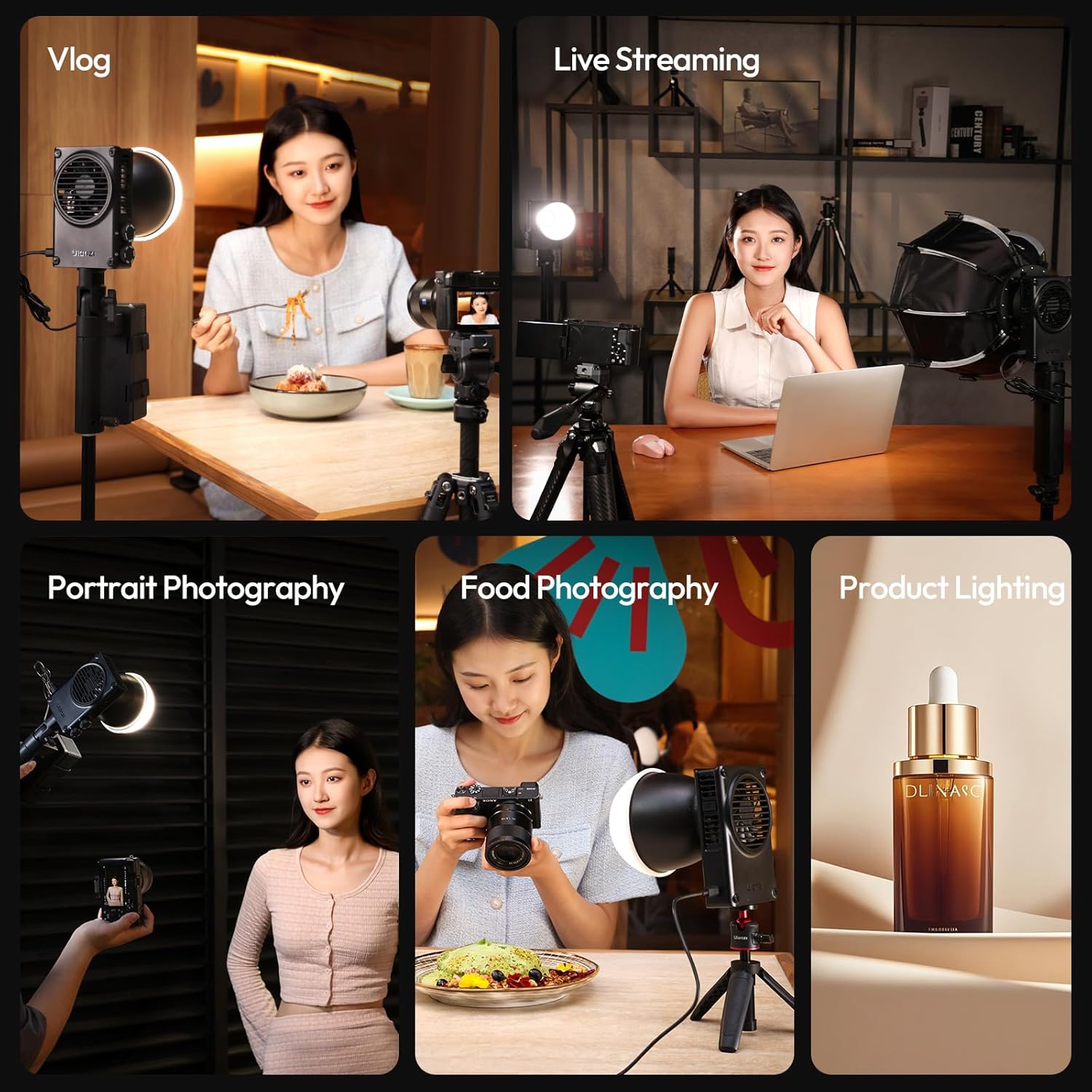 Thumbnail 6 de ULANZI Lumière Vidéo 100W COB avec monture Bowens (2700–6500K) – commande par bouton rotatif, bi-color