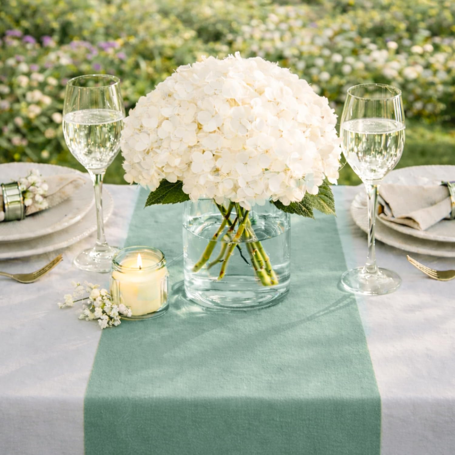 Detalle de Twinzee Chemin De Table Eucalyptus Non Tissé 30 cm x 25 m – Décoration de table polyvalente