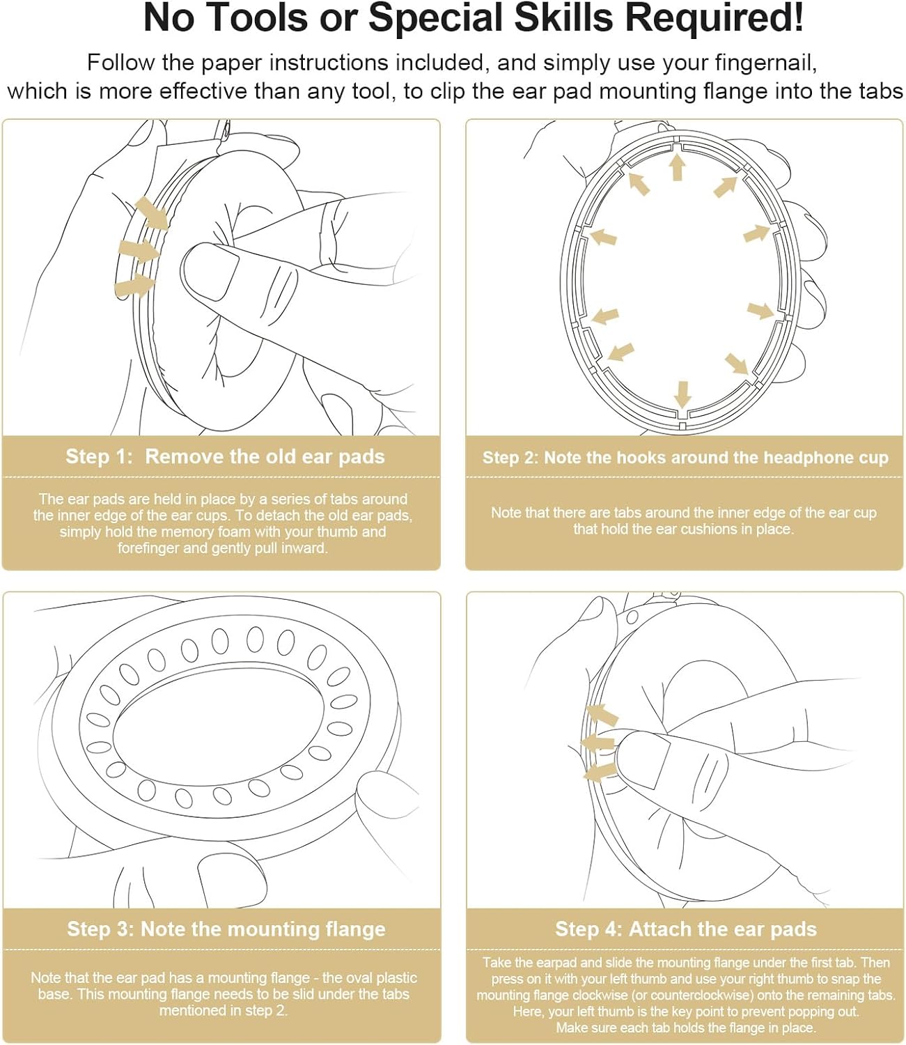 Thumbnail 5 de Coussinets de remplacement Aurivor en cuir d’agneau/piel d’agneau pour casques Bose QuietComfort et SoundLink (noir)