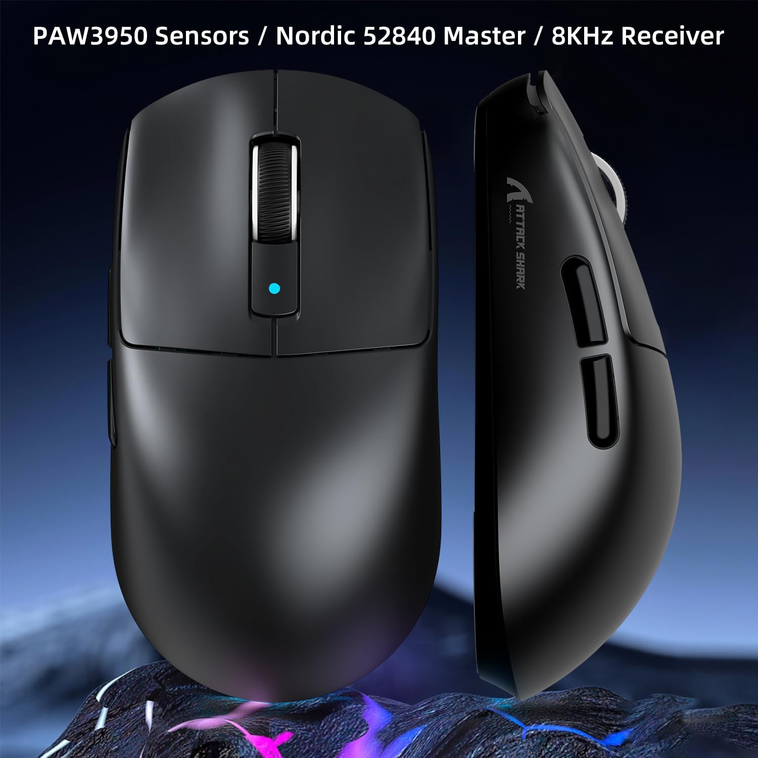 Detalle de MAMBASNAKE x Attack Shark R6 Superlight 39 g : souris gamer sans fil 8K capteur PixArt 3950