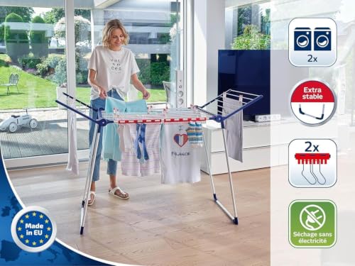 Detalle de Leifheit Séchoir à Linge Pegasus 180 Solid – 18 m d’étendage, stabilité et rangement