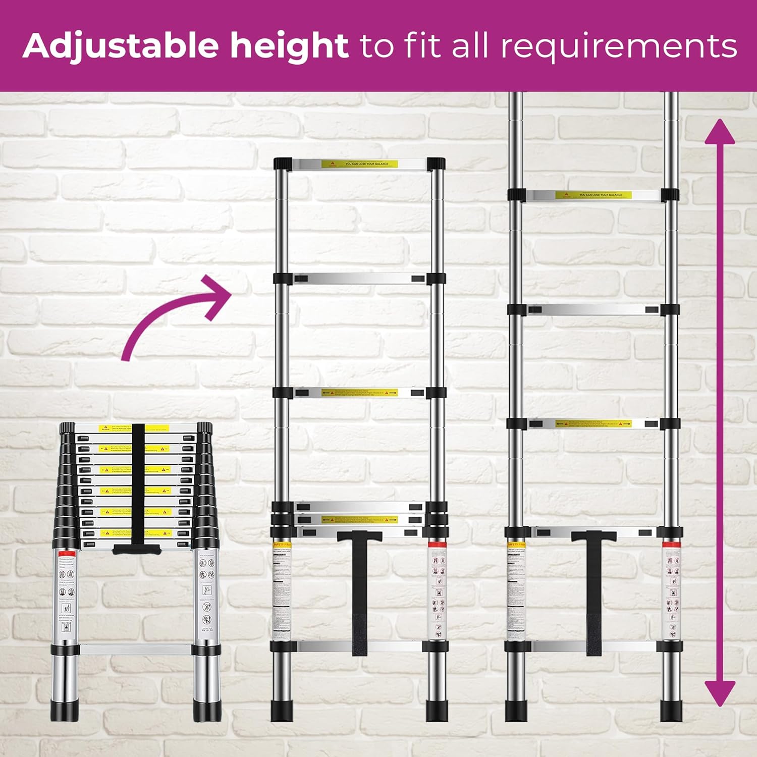 Detalle de Neo Extendable Portable Foldable Telescopic Ladder (4.6M) – EN131 certified